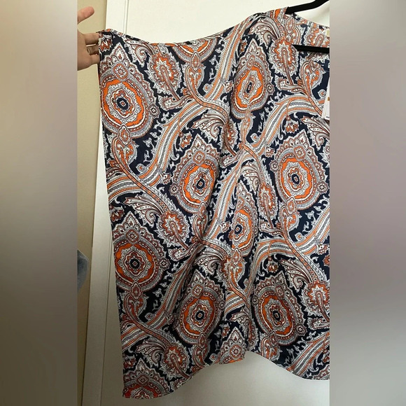 NWT MICHAEL Michael Kors Blue Orange Print Flowy Kaftan Blouse Top Size 3X - Picture 6 of 7